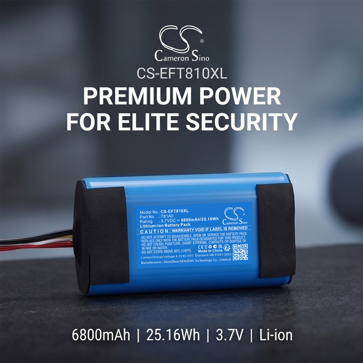 Replacement Battery for Eufy S120 Solar Wall Light Cam – Home Security Camera – 6800mAh / 3.7V
