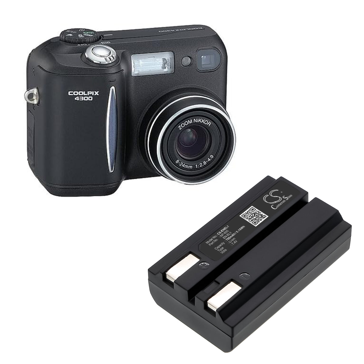 Replacement Battery for NiKon | Minolta Coolpix 4300 – Camera – 700mAh / 7.4V