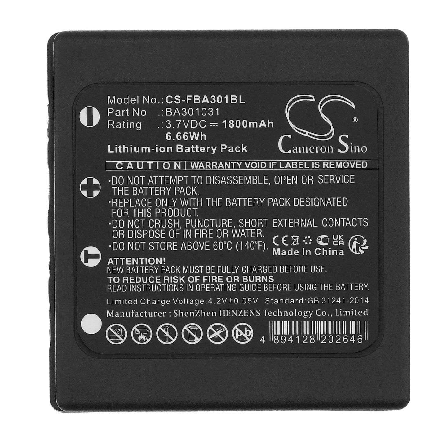 Replacement Battery for HBC Orbit TC240 – Crane Remote Control – 1800mAh / 6.66Wh / 3.7V
