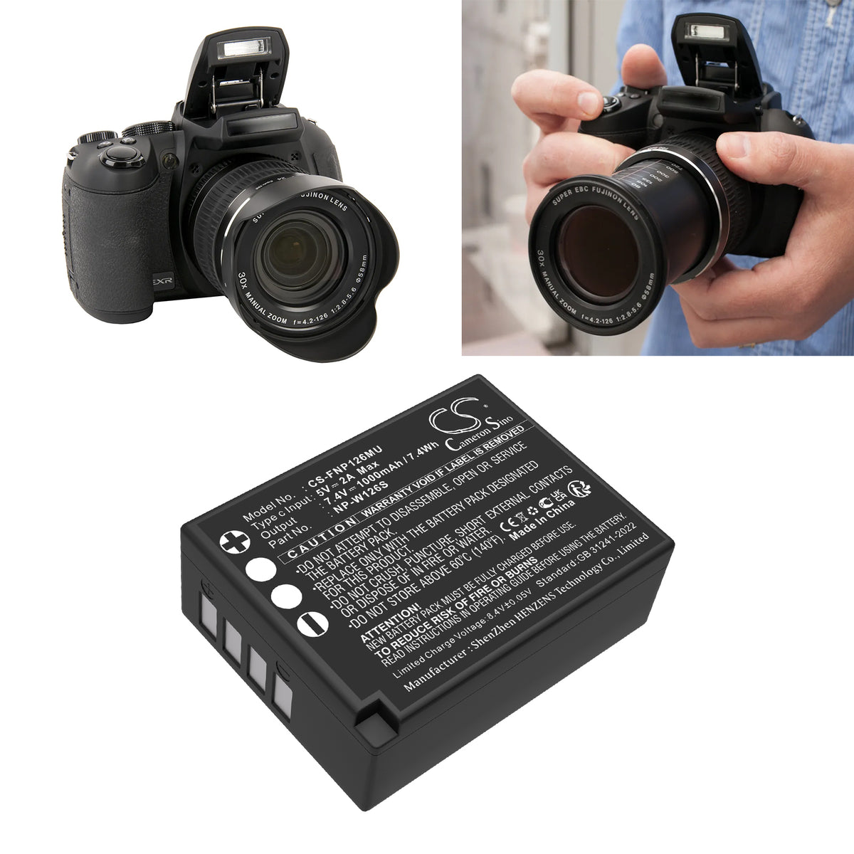 Replacement Battery for Fujifilm FinePix HS30EXR – Camera – 1000mAh / 7.4V