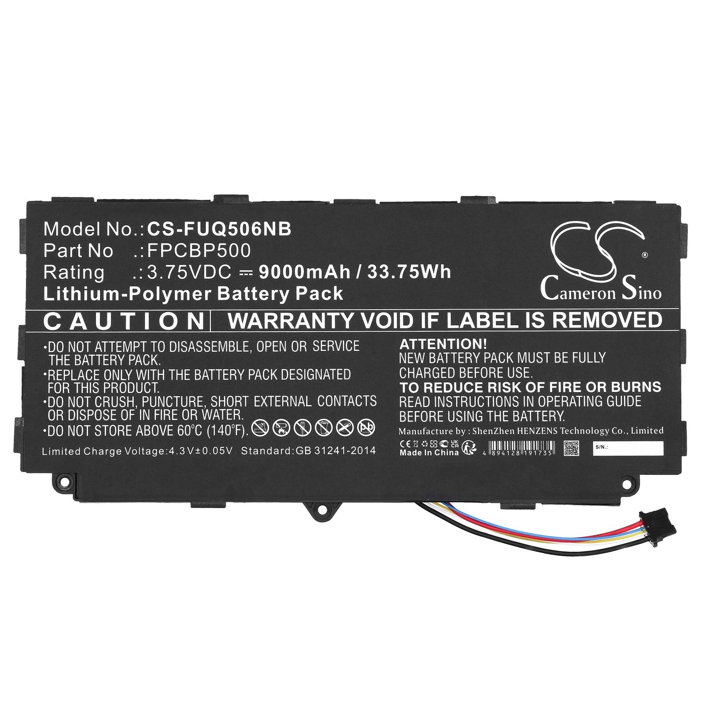 Replacement Battery for Fujitsu Arrows Tab Q506 – Notebook, Laptop – 9000mAh / 3.75V - image 3