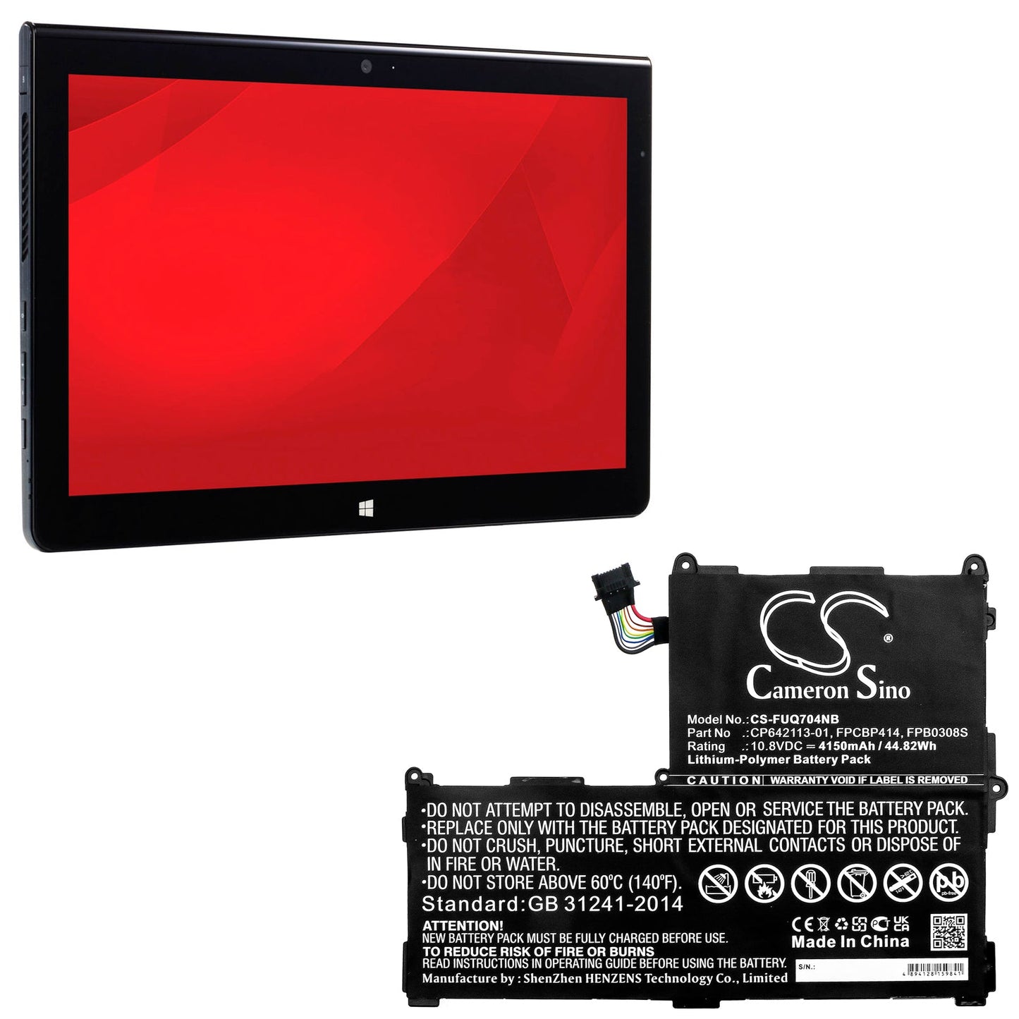 Replacement Battery for Fujitsu Stylistic Q704 – Notebook, Laptop – 4150mAh / 44.82Wh / 10.8V