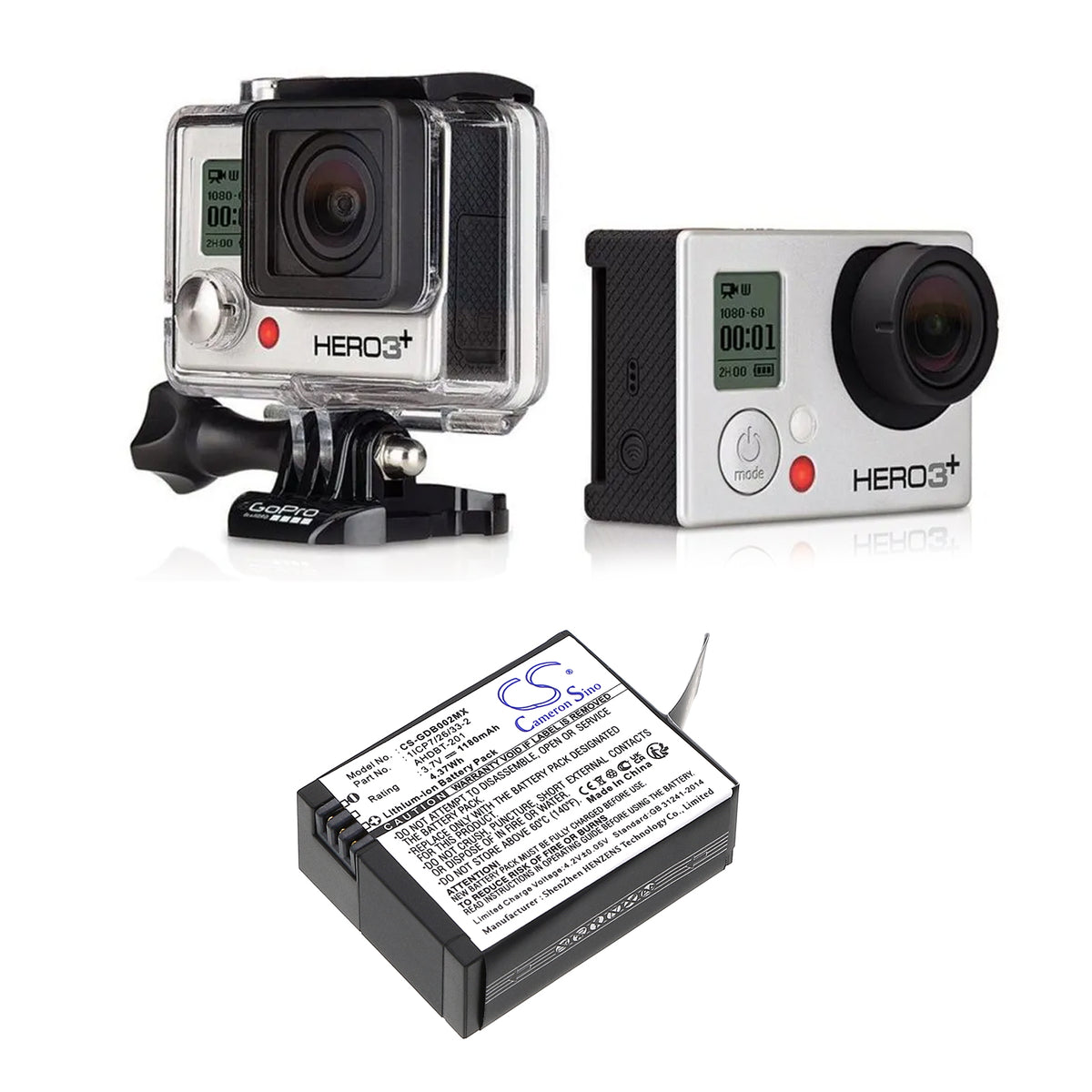 Replacement Battery for Giroptic | GoPro | Rollei | Mevo edges closer to 360 – Camera – 1180mAh / 3.7V