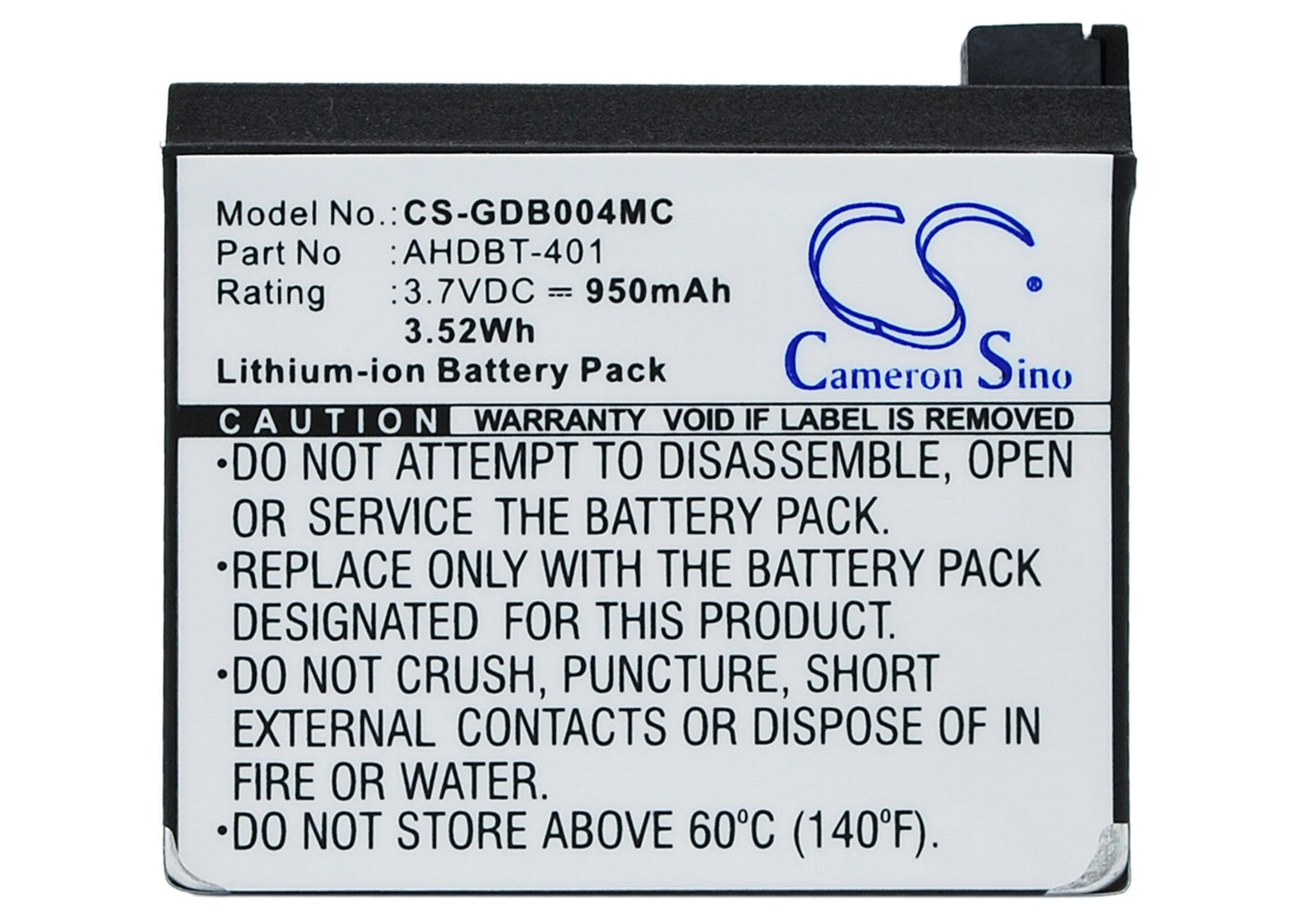 Replacement Battery for GoPro Hero 4 – Camera – 950mAh / 3.52Wh / 3.7V
