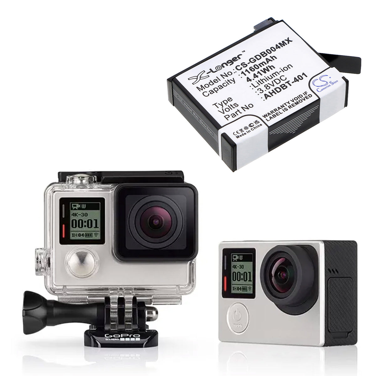 Replacement Battery for GoPro Hero 4 – Camera – 1160mAh / 3.8V