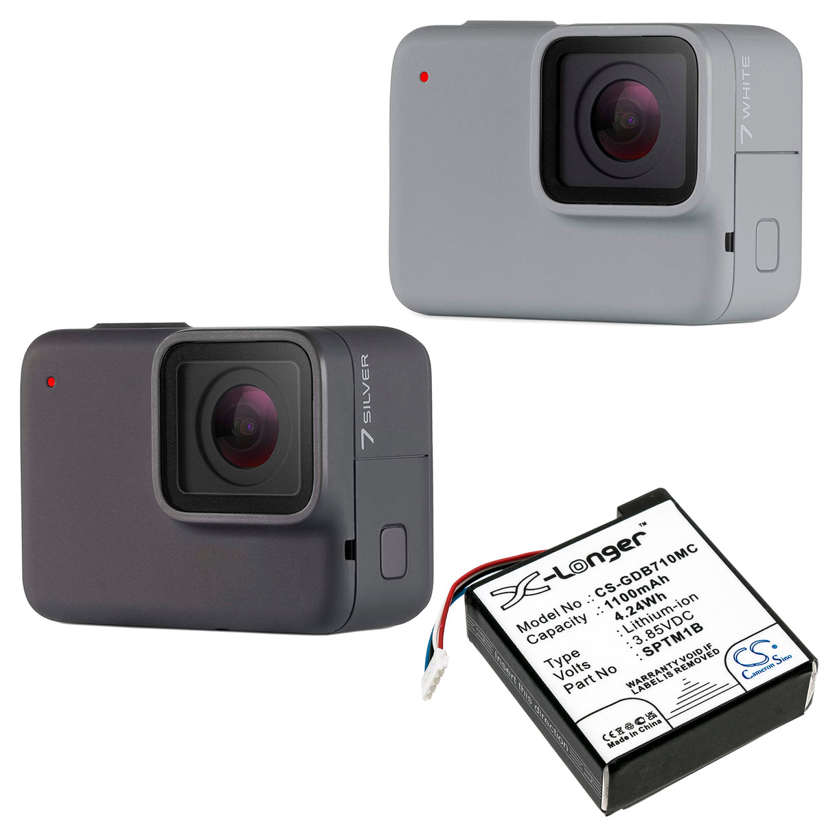 Replacement Battery for GoPro Hero 7 Silver – Camera – 1100mAh / 3.85V
