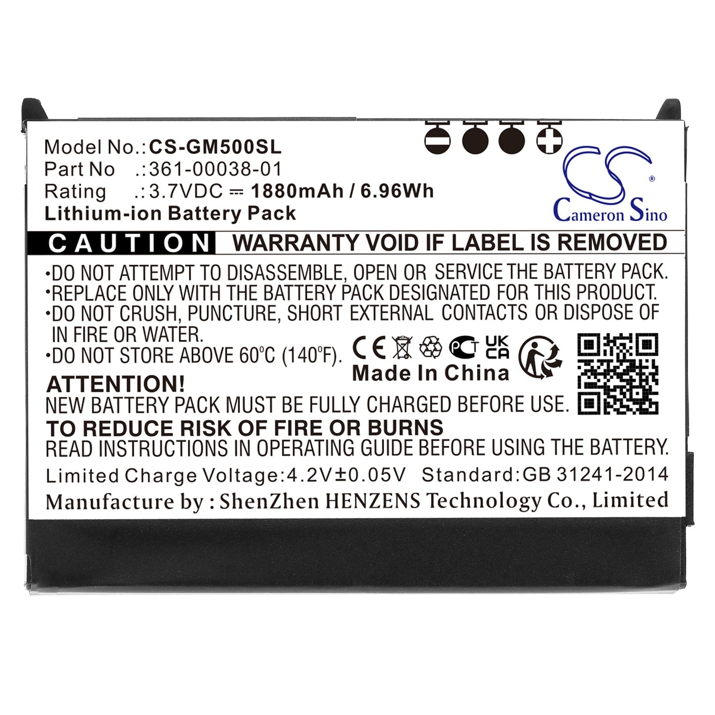 Replacement Battery for Garmin Aera 500 – GPS, Navigator – 1880mAh / 6.96Wh / 3.7V