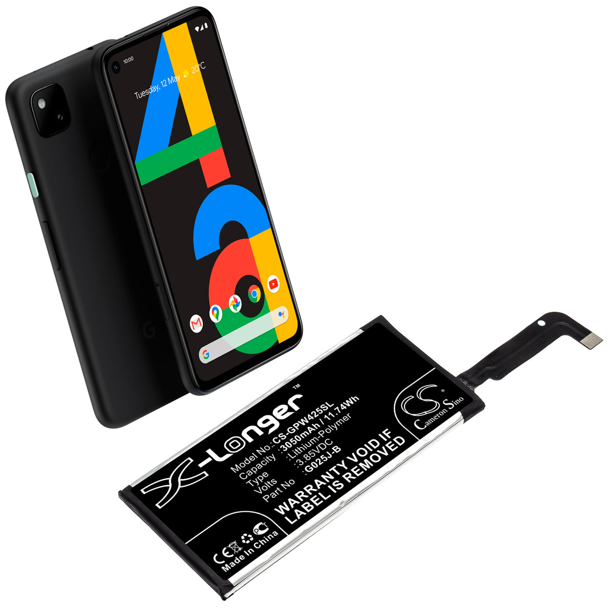 Replacement Battery for Google Pixel 4A – Mobile, SmartPhone – 3050mAh / 3.85V
