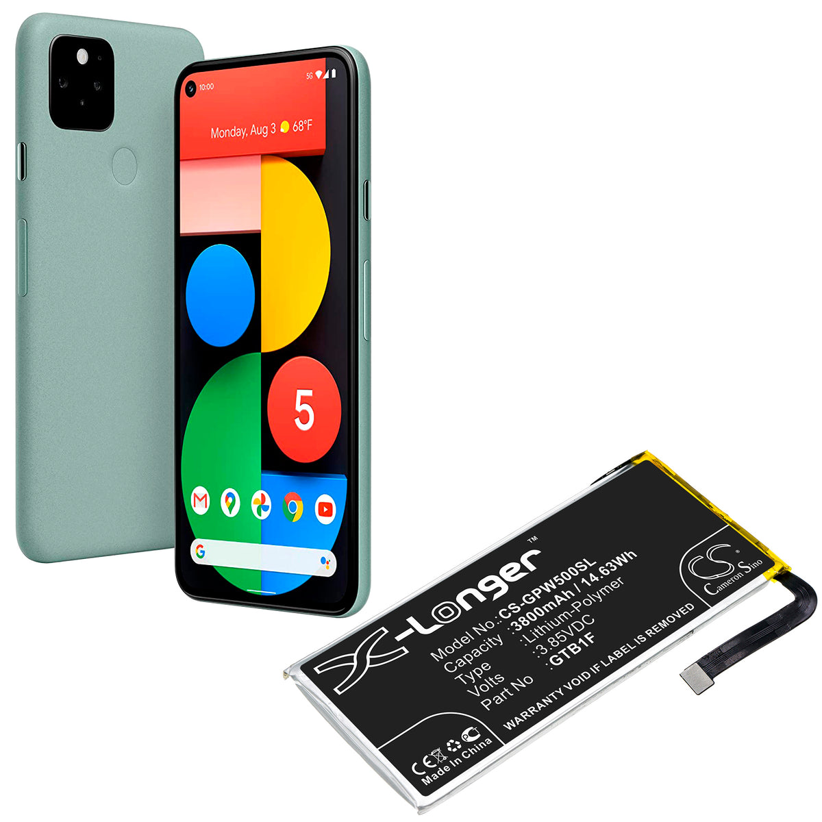 Replacement Battery for Google Pixel 5 – Mobile, SmartPhone – 3800mAh / 3.85V