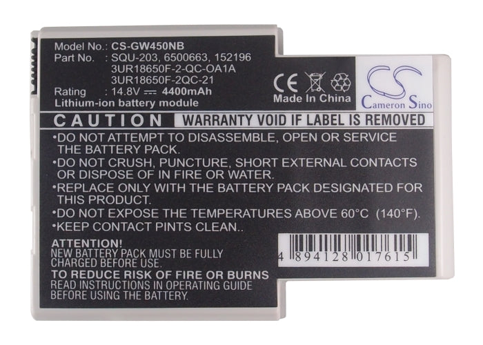 Replacement Battery for Gateway Solo 400VTX – Notebook, Laptop – 4400mAh / 14.8V - image 5