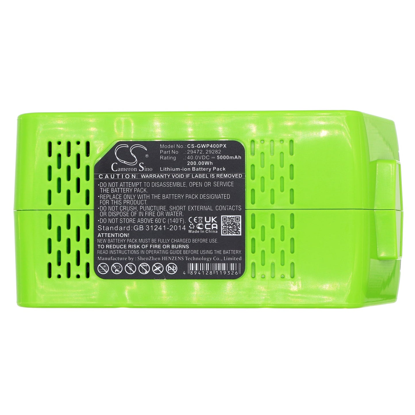 Replacement Battery for GreenWorks 20292 – Power Tools – 5000mAh / 200.00Wh / 40.00V