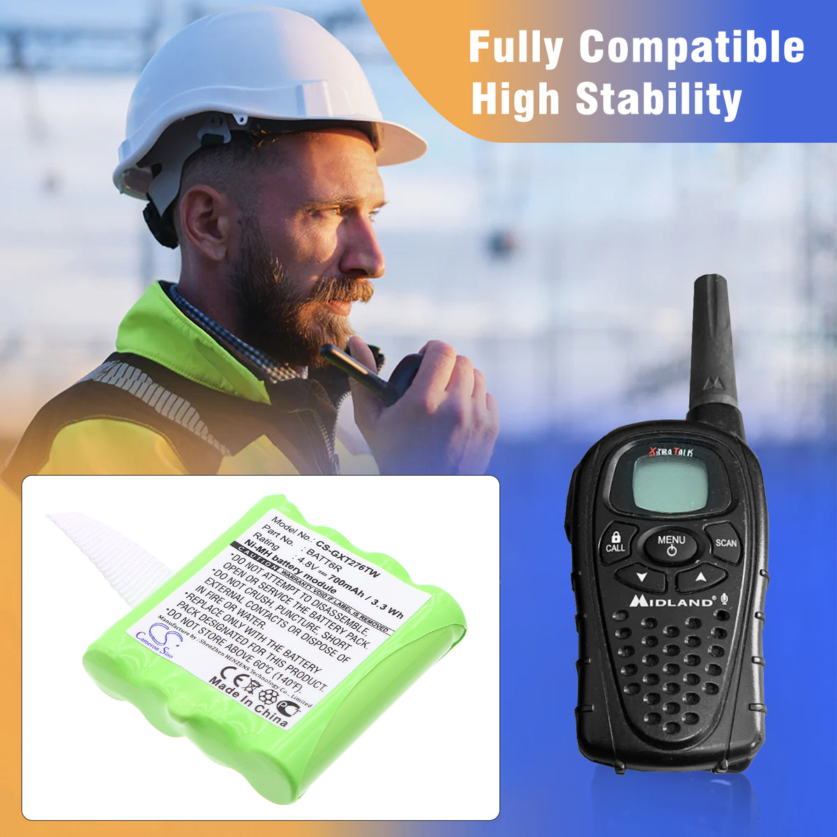 Replacement Battery for Midland | Uniden LXT276 – Two-Way Radio – 700mAh / 4.8V