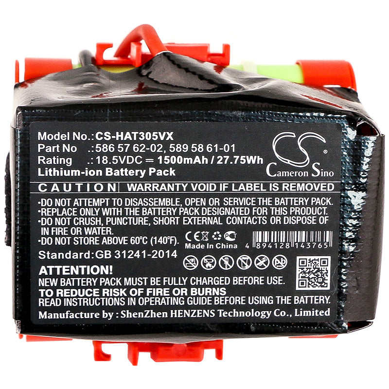 Replacement Battery for Gardena McCulloch Rob R600 – Lawn Mowers – 1500mAh / 27.75Wh / 18.5V