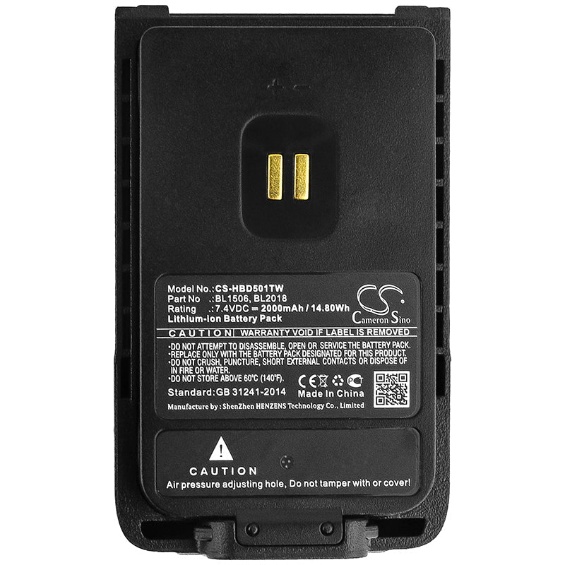 Replacement Battery for Hytera BD500 – Two-Way Radio – 2000mAh / 14.80Wh / 7.4V