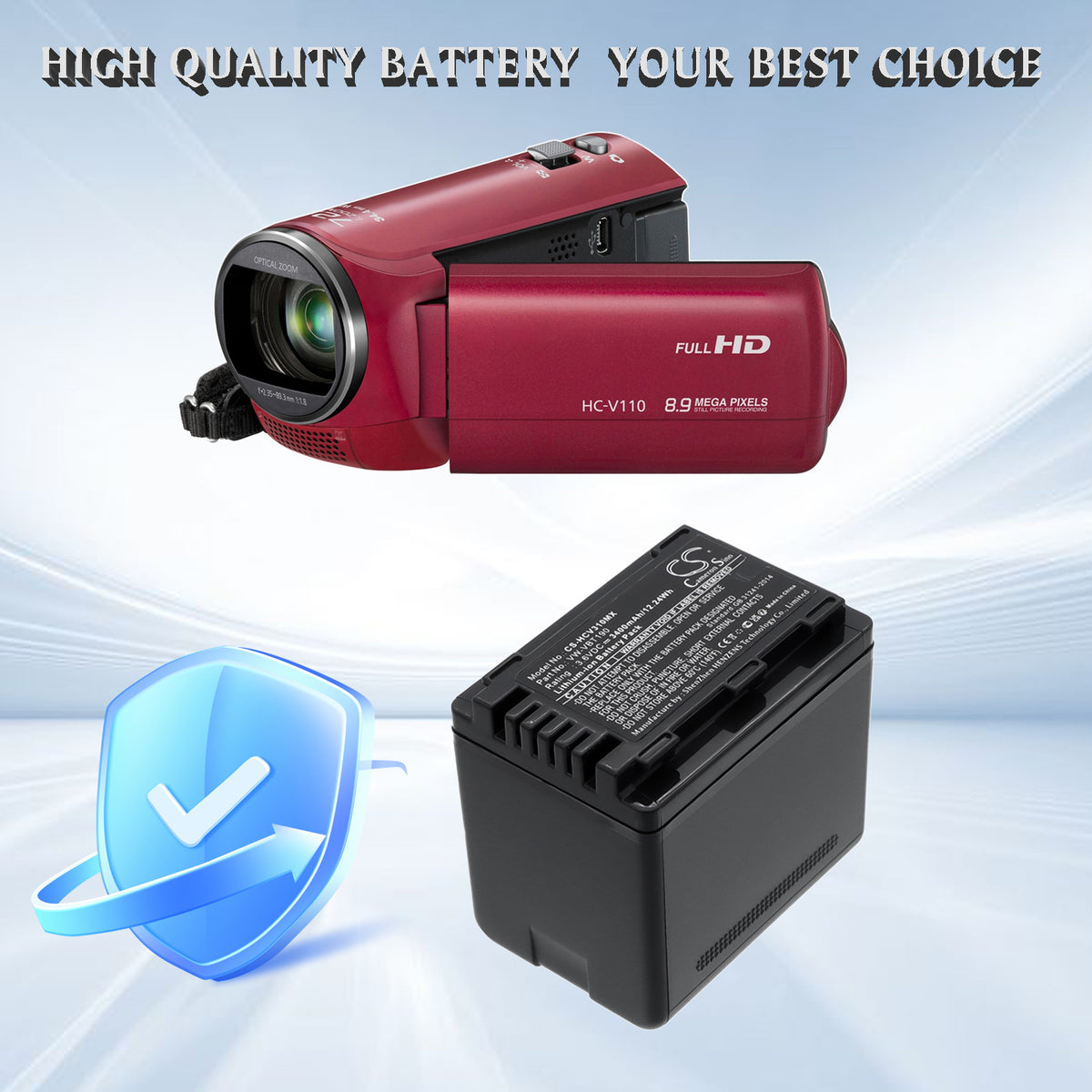 Replacement Battery for Panasonic HC-V520M – Camera – 3400mAh / 3.6V