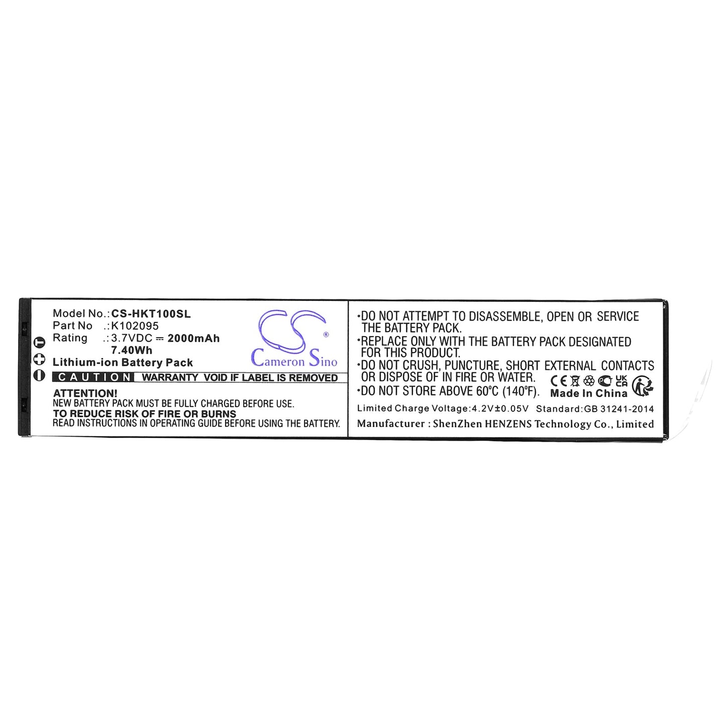 Replacement Battery for Hook-Eye T01 – Camera – 2000mAh / 7.40Wh / 3.7V
