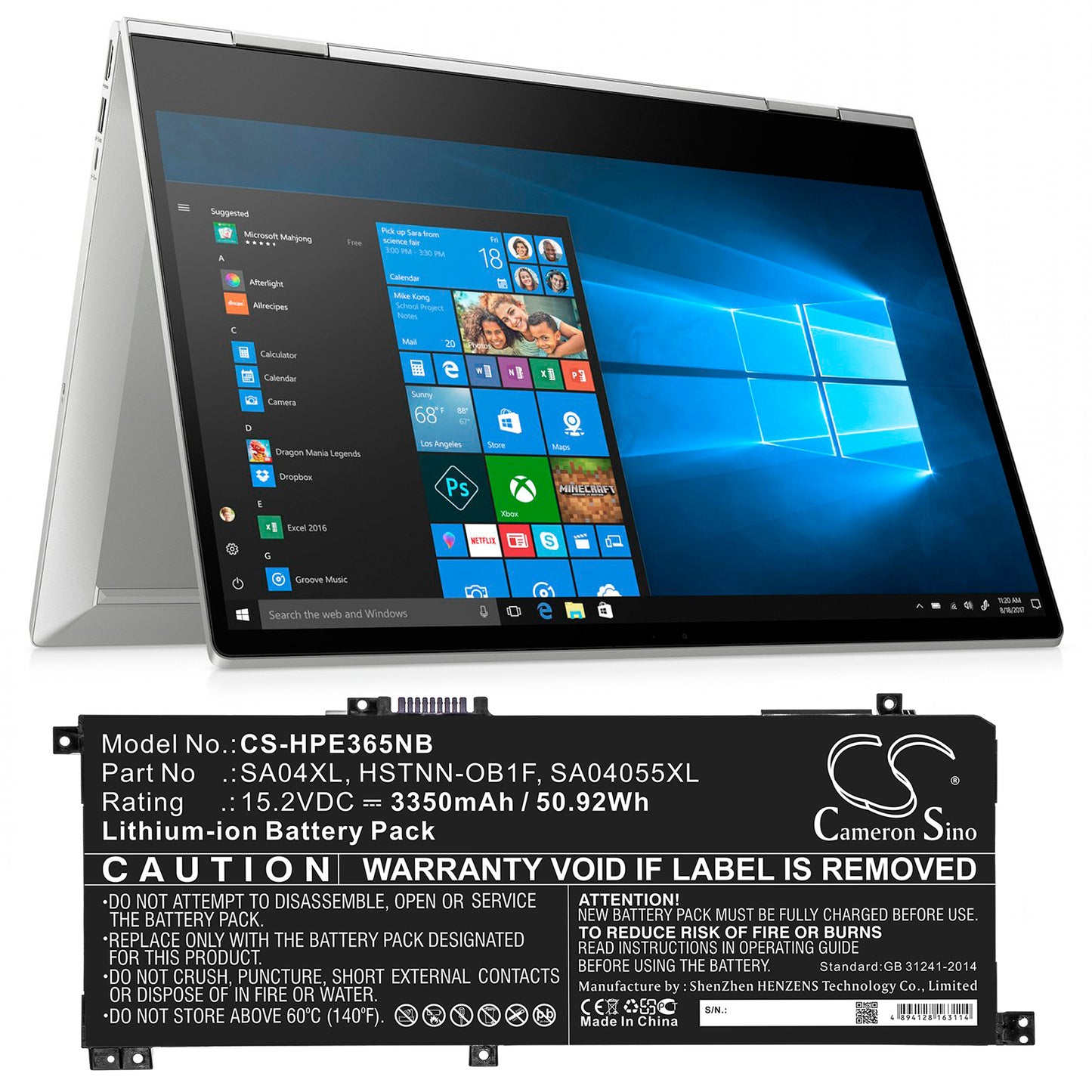 Replacement Battery for HP Envy X360 15-DS0002NC – Notebook, Laptop – 3350mAh / 15.2V - image 4