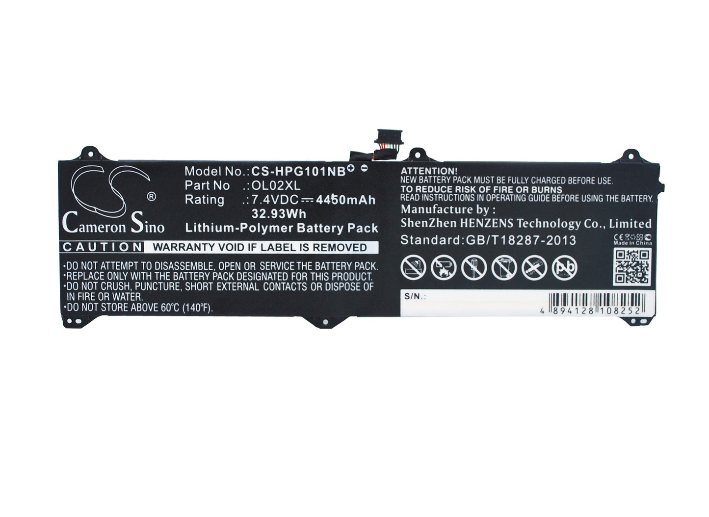 Replacement Battery for HP Elite x2 1011 G1 – Notebook, Laptop – 4450mAh / 32.93Wh / 7.4V