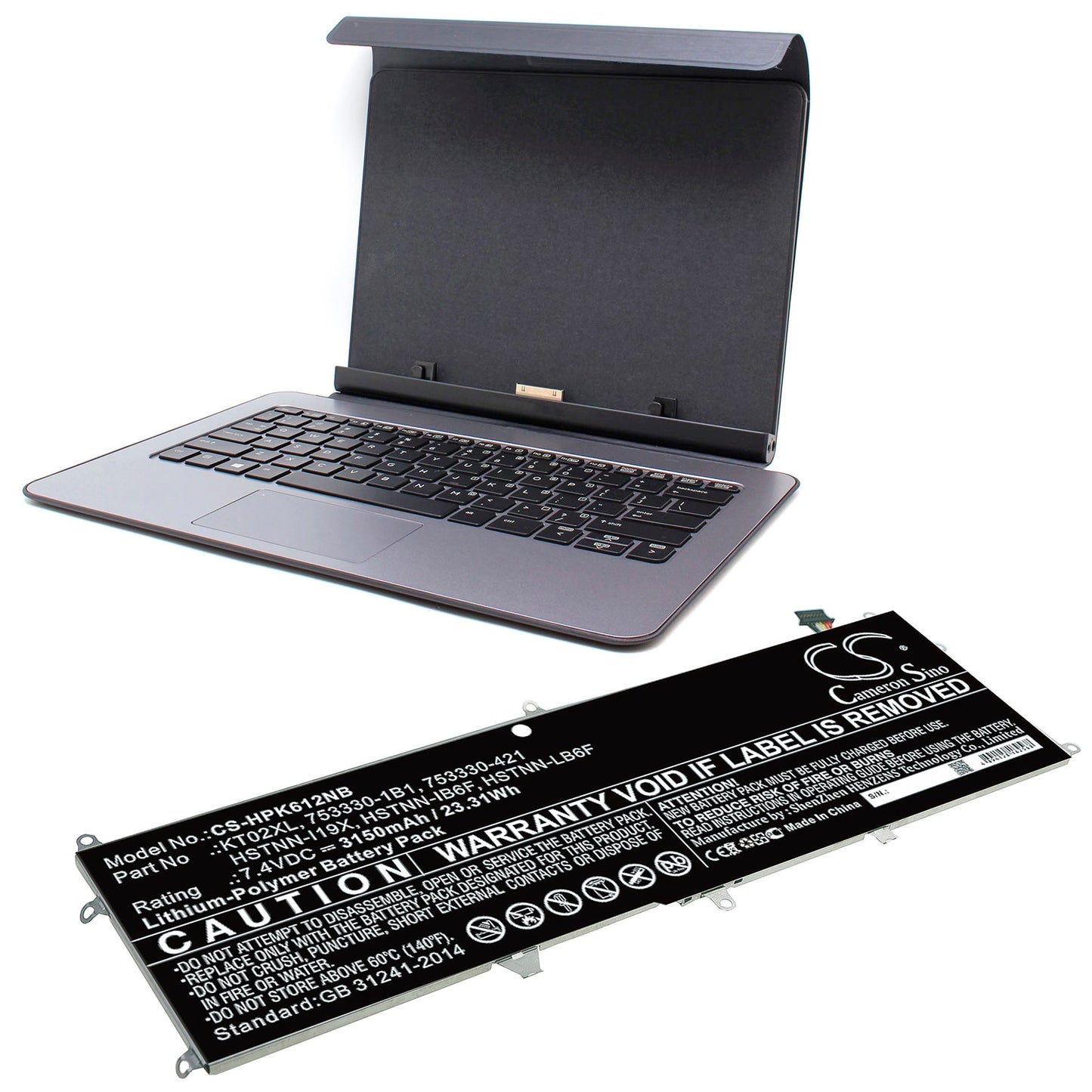 Replacement Battery for HP Pro X2 612 G1 Keyboard – Notebook, Laptop – 3150mAh / 23.31Wh / 7.4V