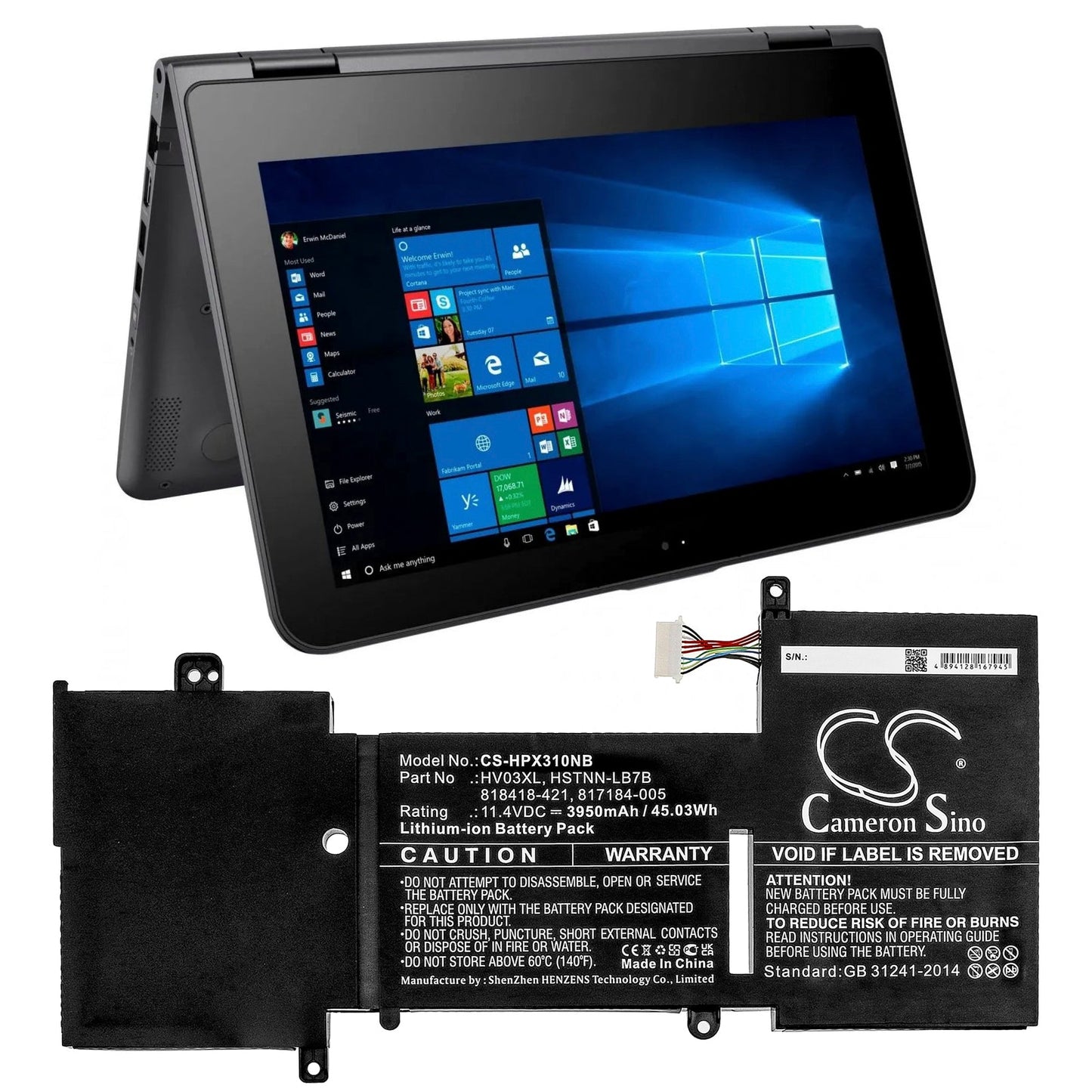 Replacement Battery for HP X360 310 G2 – Notebook, Laptop – 3950mAh / 45.03Wh / 11.4V