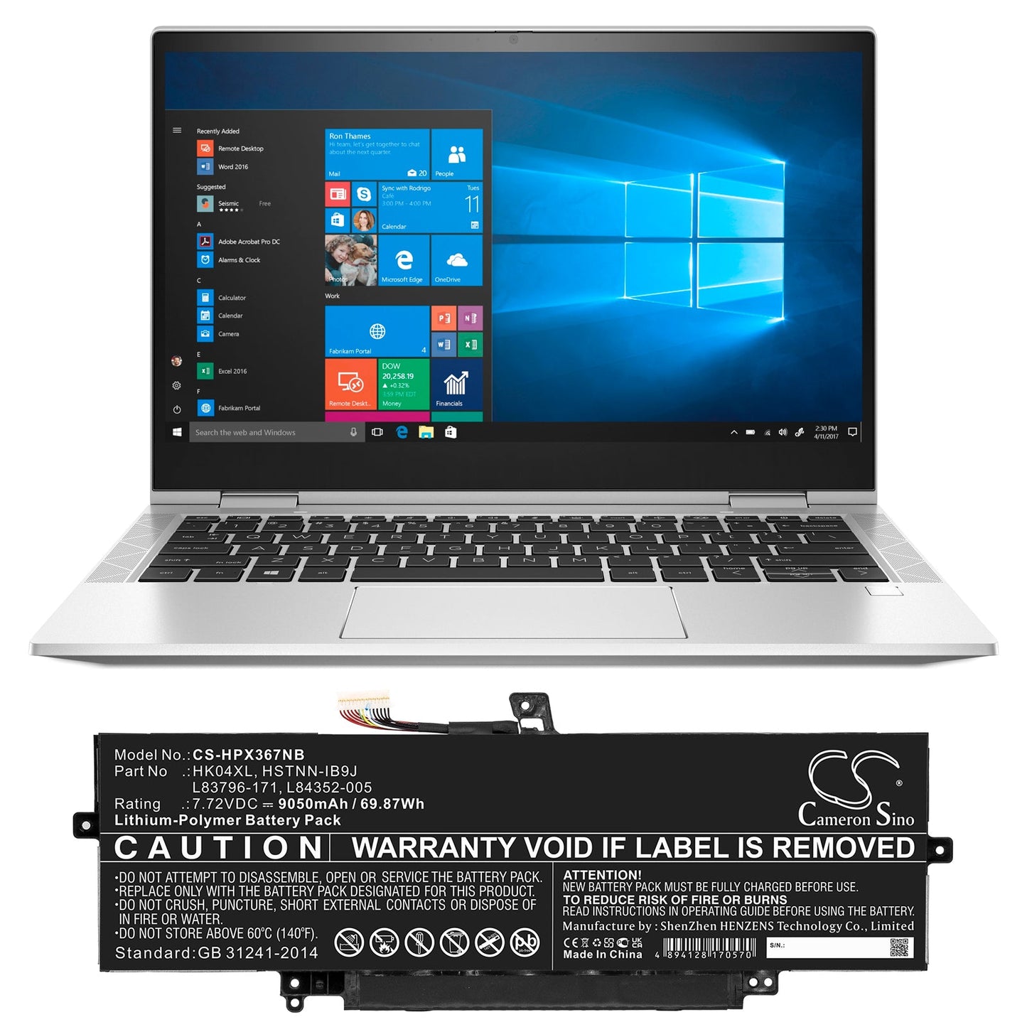 Replacement Battery for HP EliteBook x360 1040 G7 – Notebook, Laptop – 9050mAh / 69.87Wh / 7.72V
