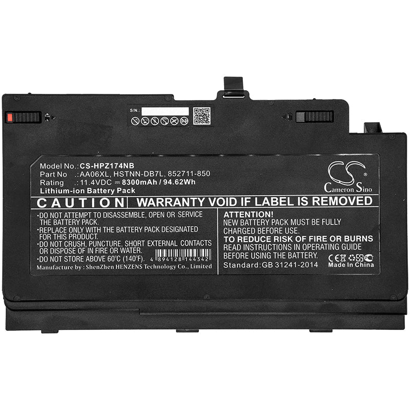 Replacement Battery for HP ZB00K 17 G4-1RR26ES – Notebook, Laptop – 8300mAh / 94.62Wh / 11.4V