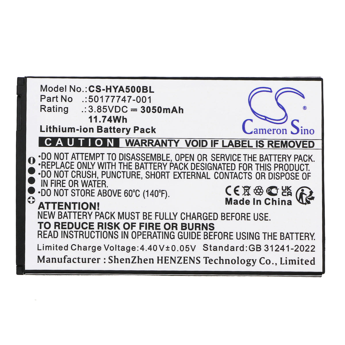 Replacement Battery for Honeywell ScanPal EDA5S – Barcode Scanner – 3050mAh / 3.85V