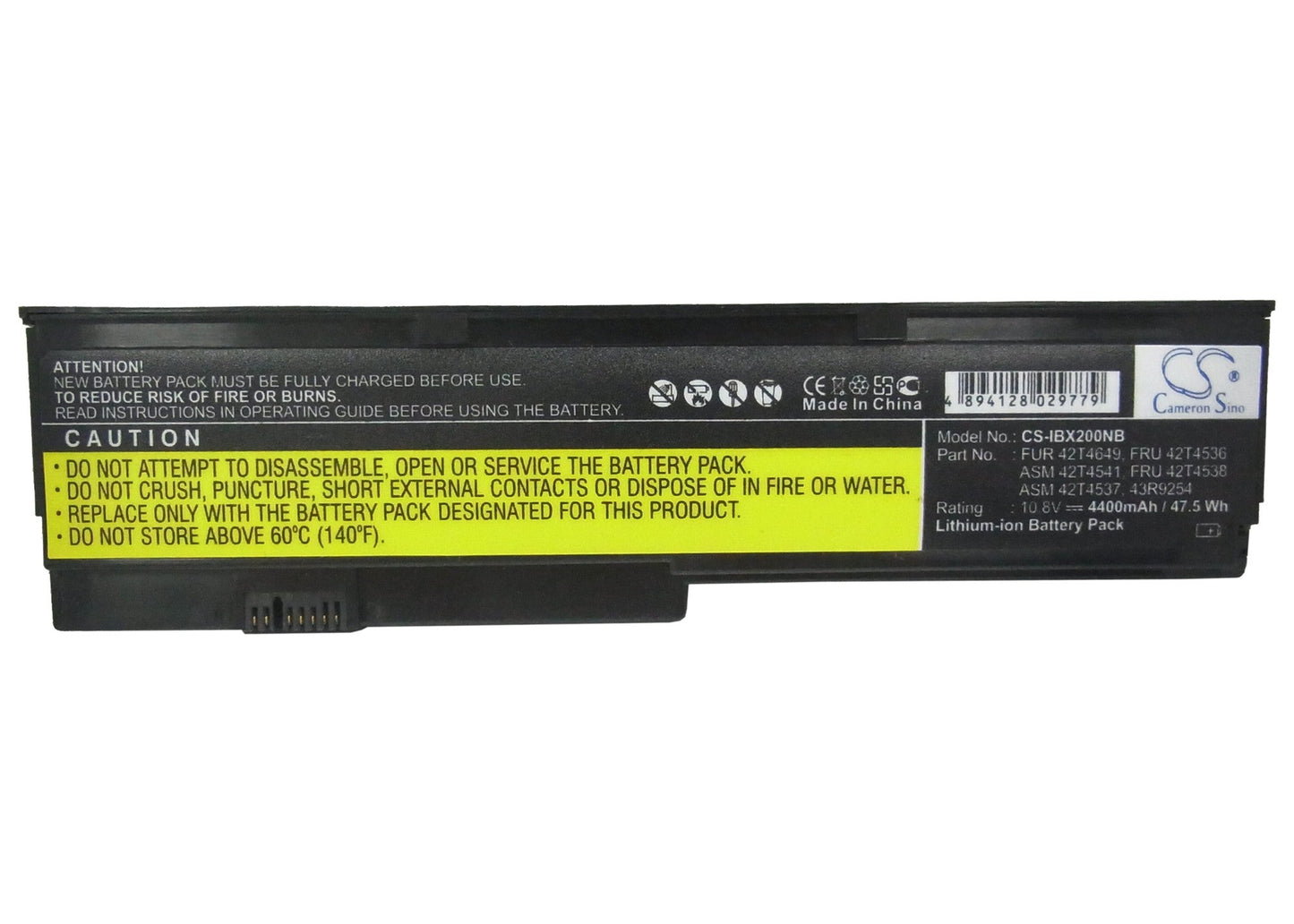 Replacement Battery for IBM ThinkPad Elite X200 – Notebook, Laptop – 4400mAh / 47.52Wh / 10.8V