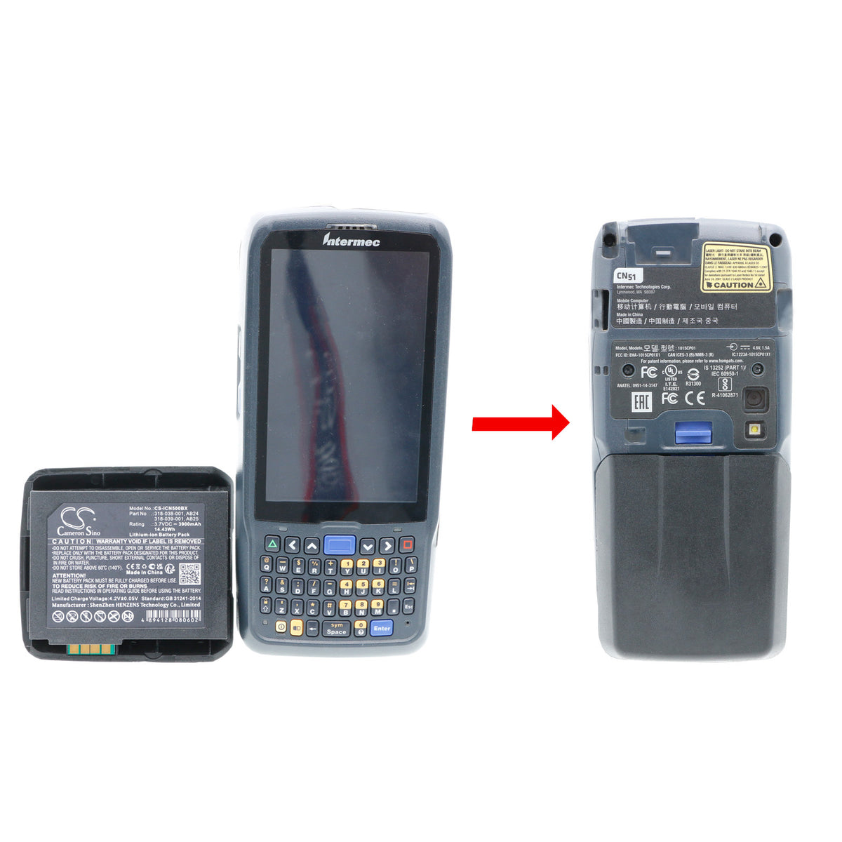 Replacement Battery for Intermec CN50 – Barcode Scanner – 1950mAh / 3.7V