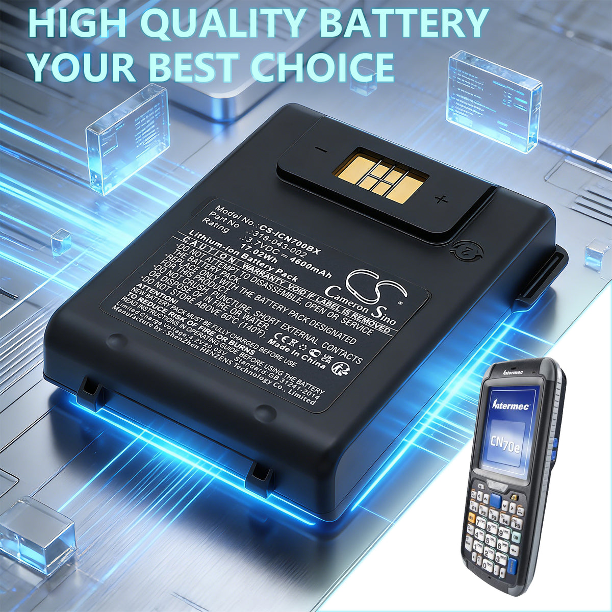 Replacement Battery for Intermec CN70 – Barcode Scanner – 4600mAh / 3.7V