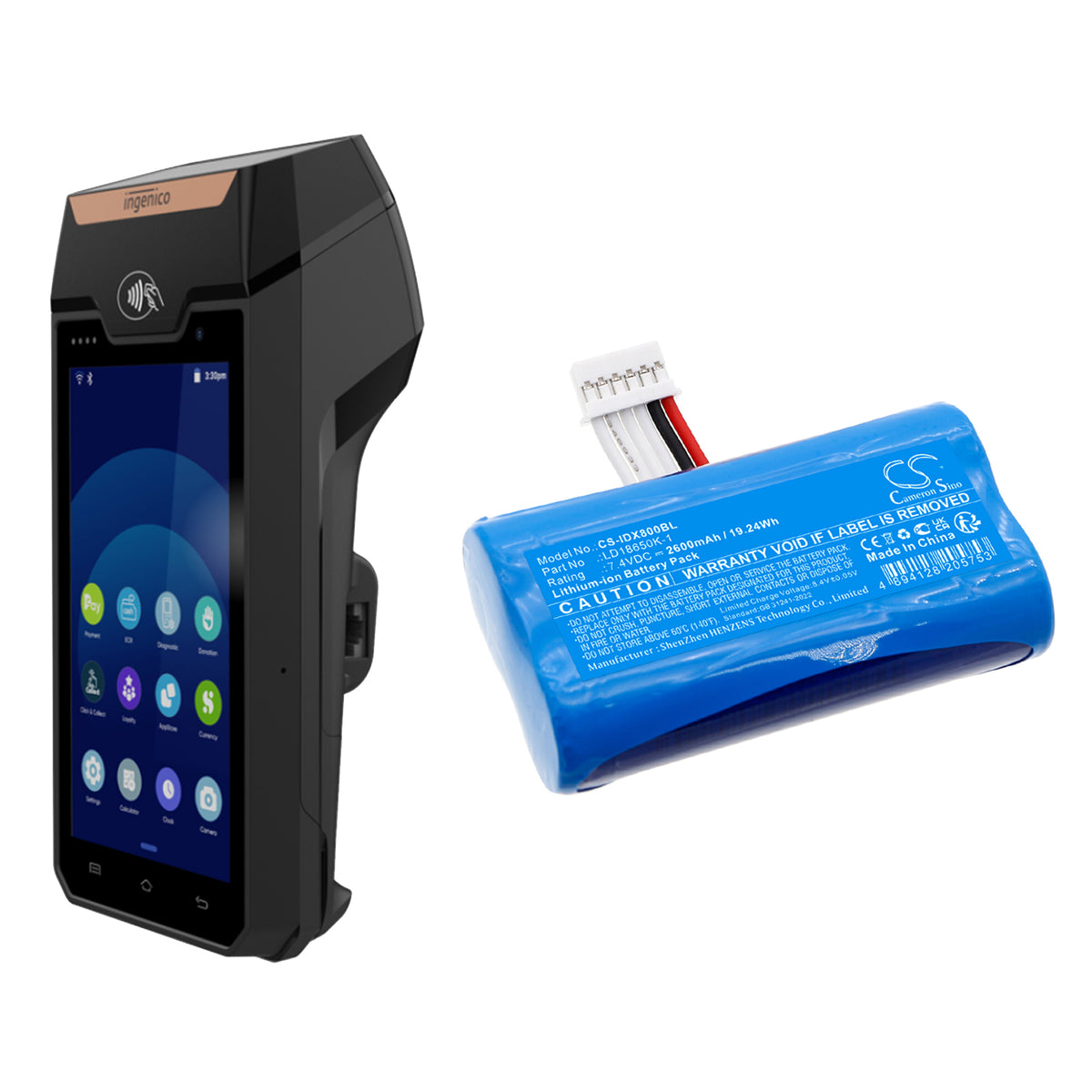 Replacement Battery for Landi | Ingenico A8s – Payment Terminal – 2600mAh / 7.4V