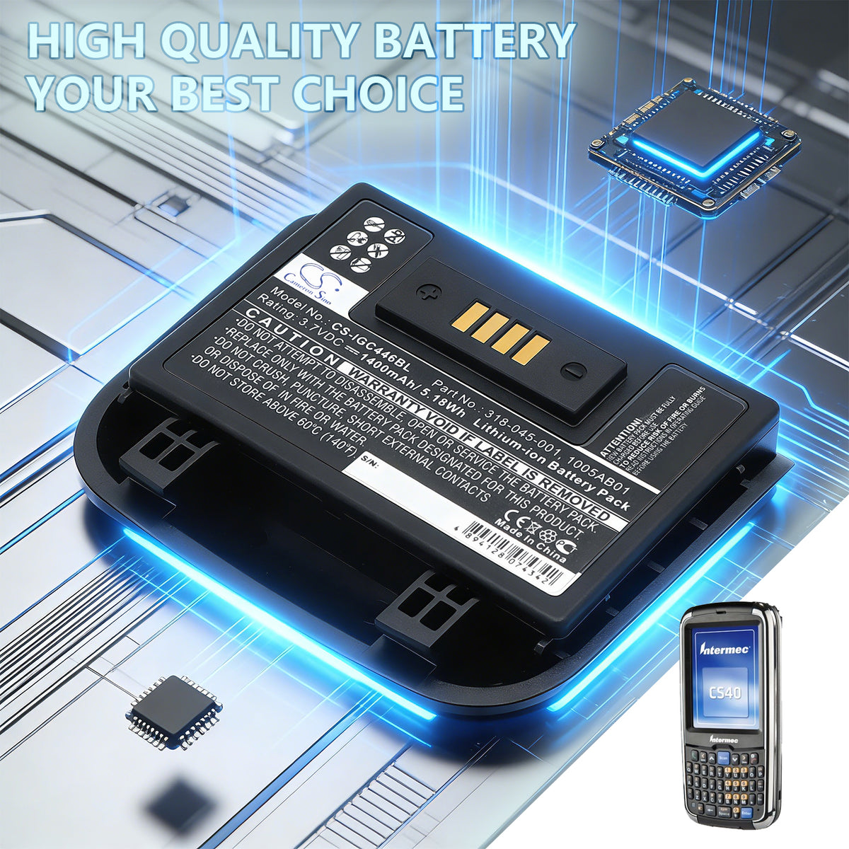 Replacement Battery for Intermec GC4460 – Barcode Scanner – 1400mAh / 3.7V