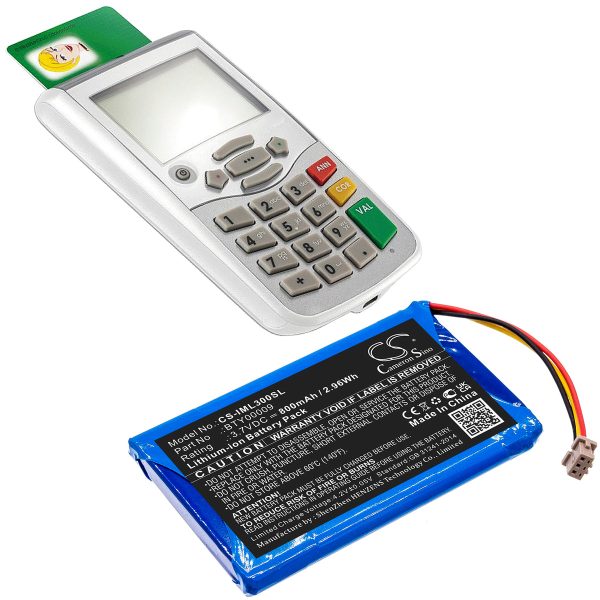 Replacement Battery for Ingenico Vital Act 3S – Payment Terminal – 800mAh / 3.7V