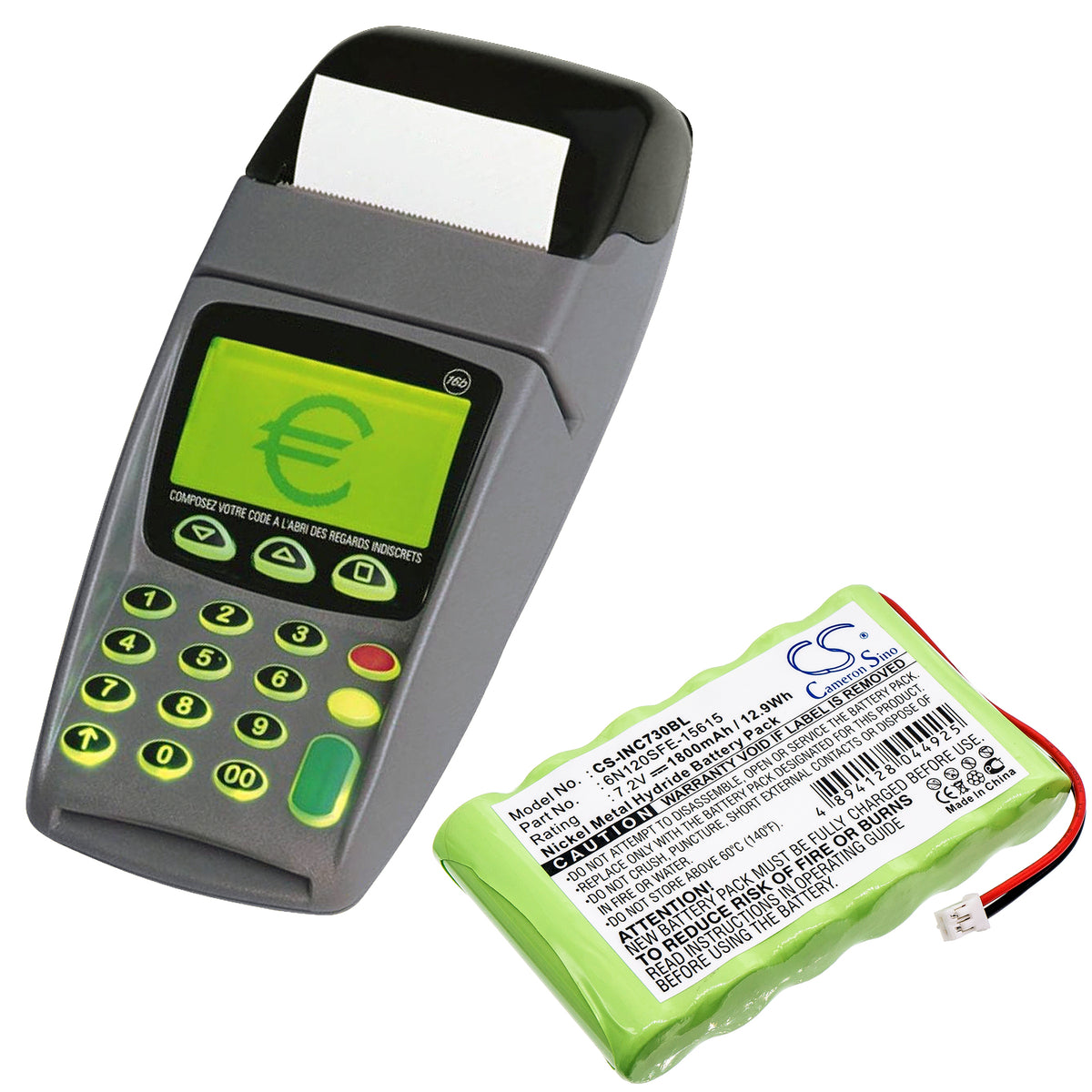 Replacement Battery for Ingenico | Dassault Elite 730 – Payment Terminal – 1800mAh / 7.2V