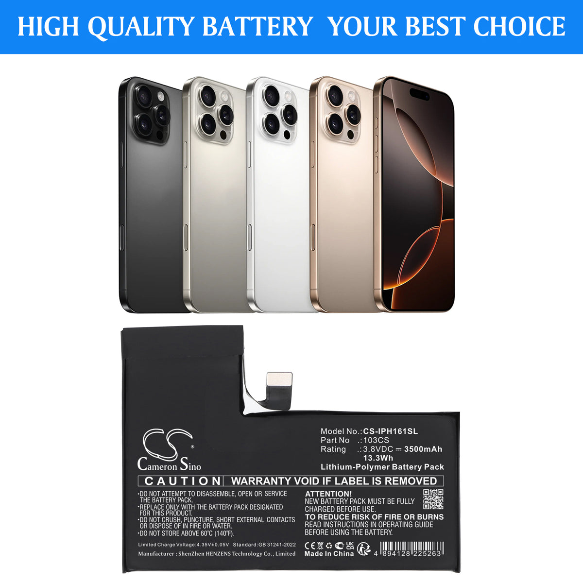 Replacement Battery for Apple A3083 – Mobile, SmartPhone – 3500mAh / 3.8V
