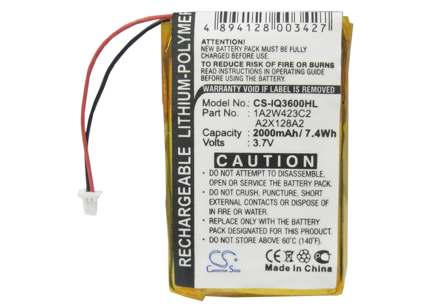 Replacement Battery for Garmin iQue 3200 – GPS, Navigator – 2000mAh / 7.40Wh / 3.7V