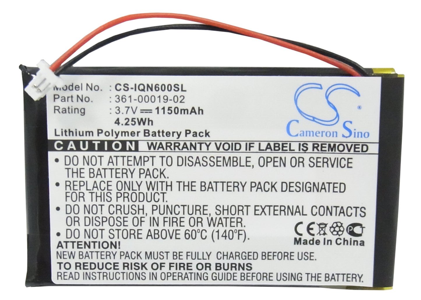 Replacement Battery for Garmin Nuvi 600 – GPS, Navigator – 1150mAh / 4.26Wh / 3.7V