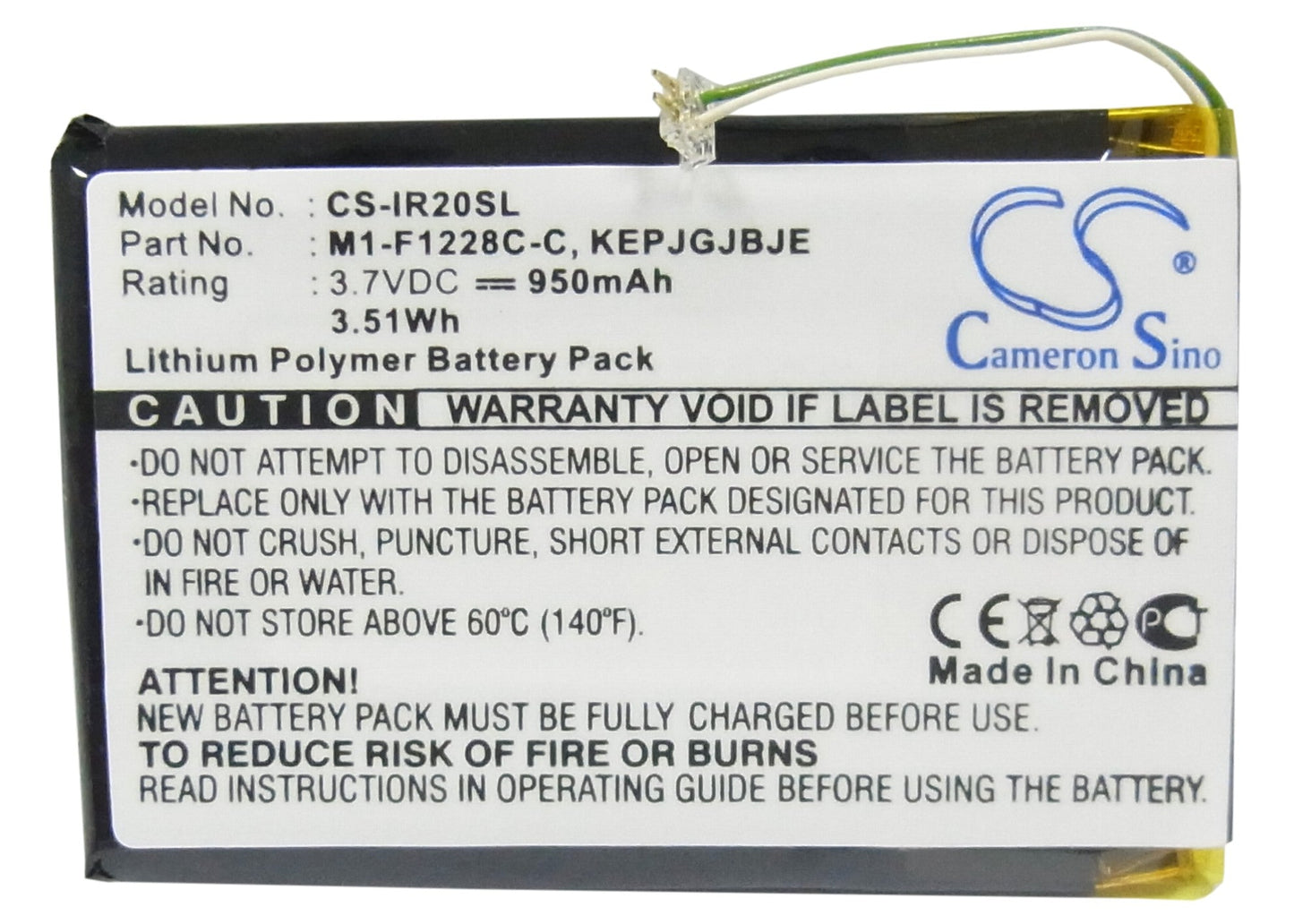 Replacement Battery for iRiver Clix 2 2GB – Media Player – 950mAh / 3.52Wh / 3.7V