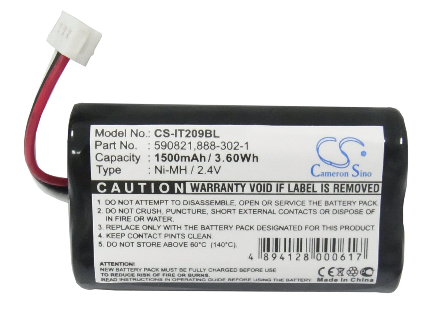 Replacement Battery for Intermec Trakker T2090 – Barcode Scanner – 1500mAh / 3.60Wh / 2.4V