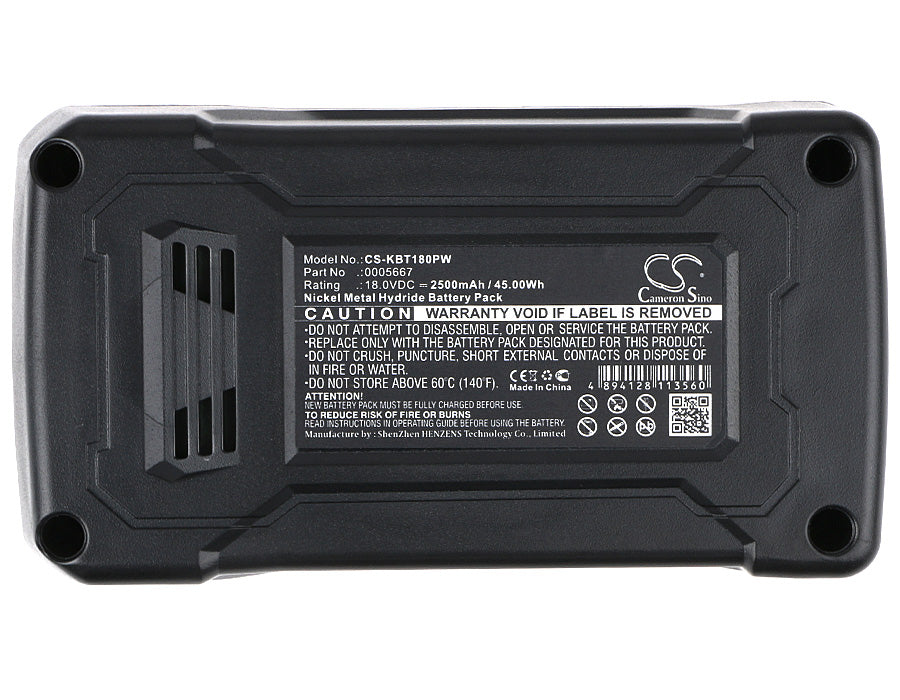Replacement Battery for KOBALT K18-NB15A – Power Tools – 2500mAh / 45.00Wh / 18.0V