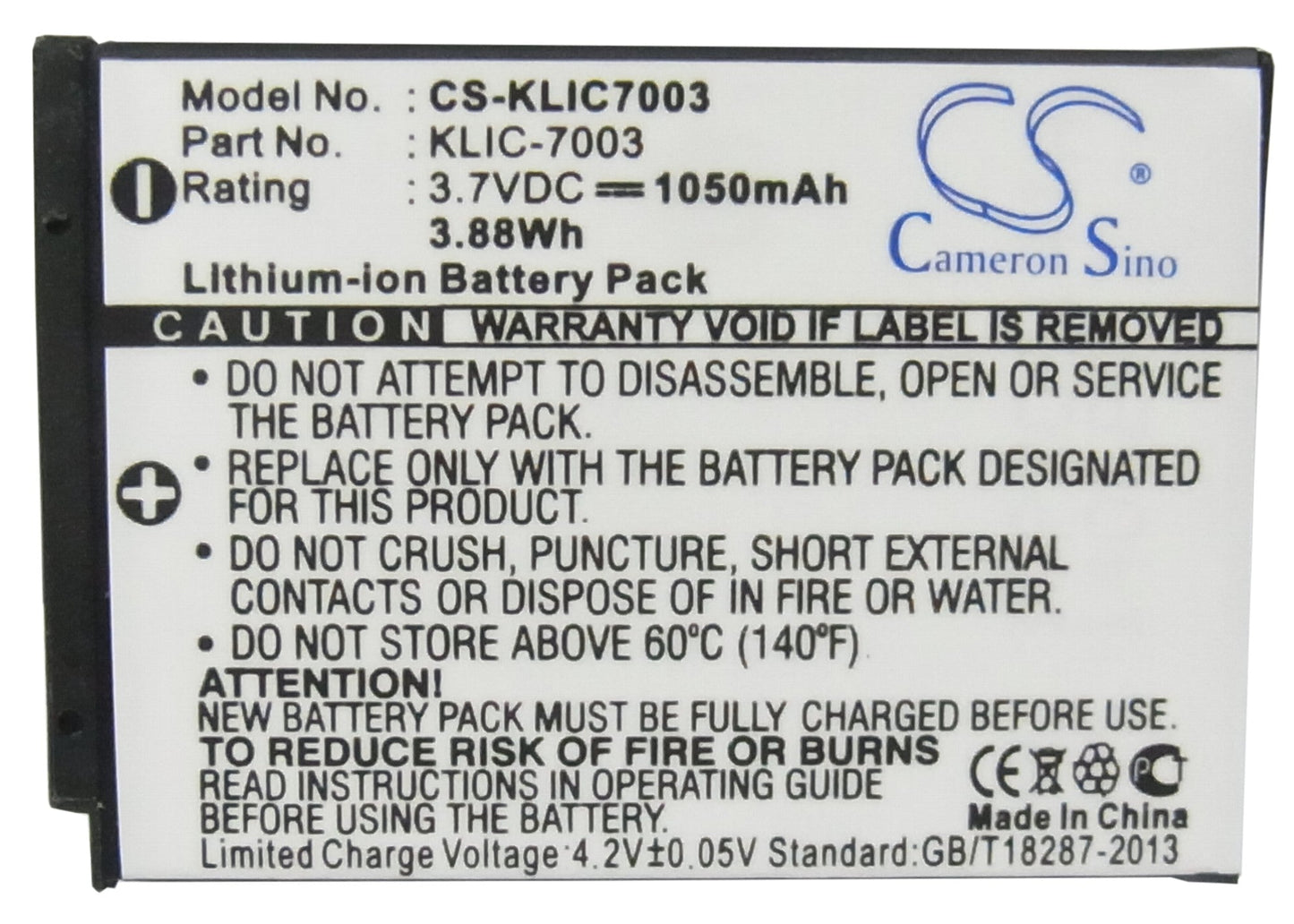 Replacement Battery for Kodak EasyShare M380 – Camera – 1050mAh / 3.89Wh / 3.7V