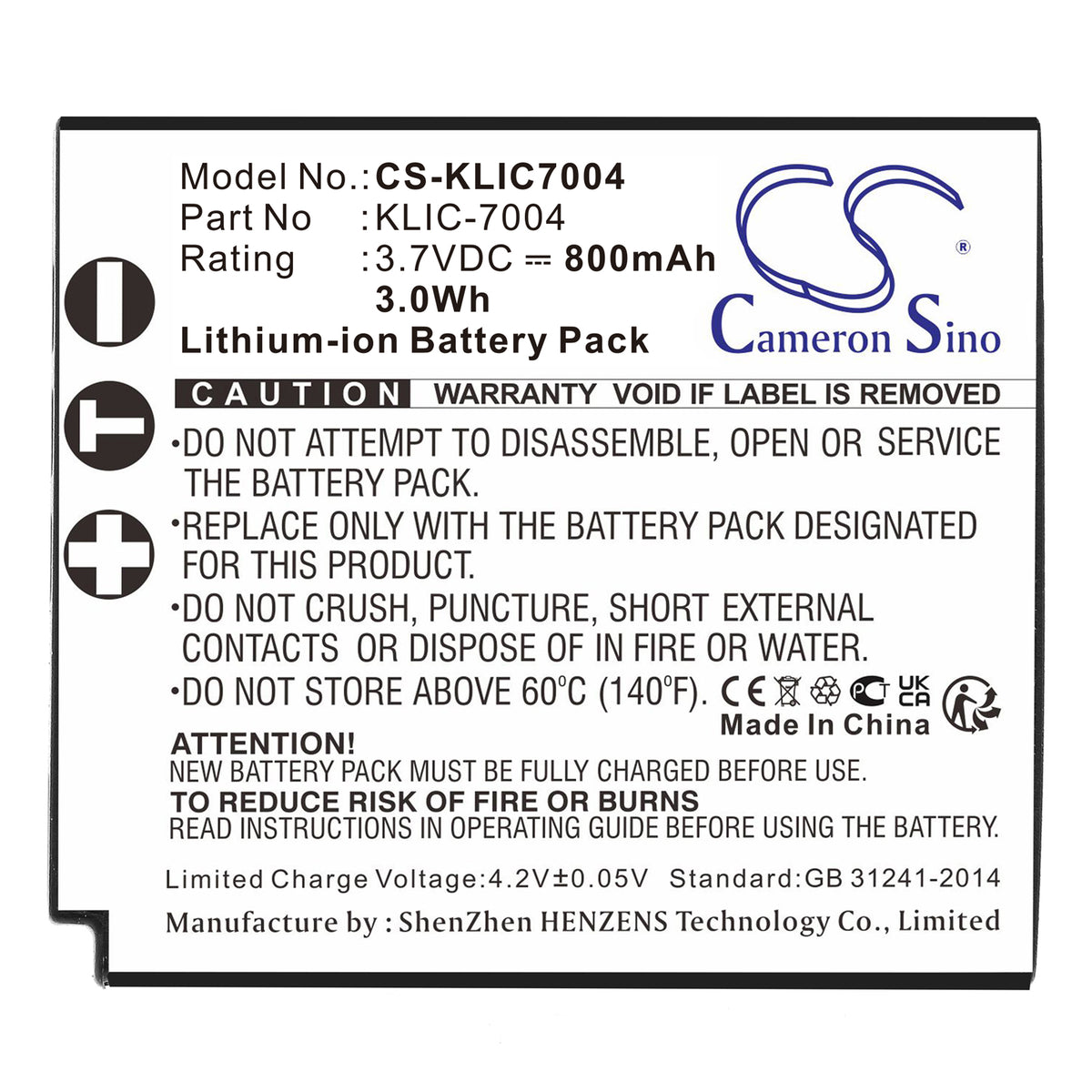 Replacement Battery for Kodak EasyShare M1033 – Camera – 800mAh / 3.7V