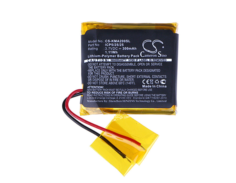 Replacement Battery for ROCKETFISH RF-MAB2 – Wireless Headset – 300mAh / 1.11Wh / 3.7V