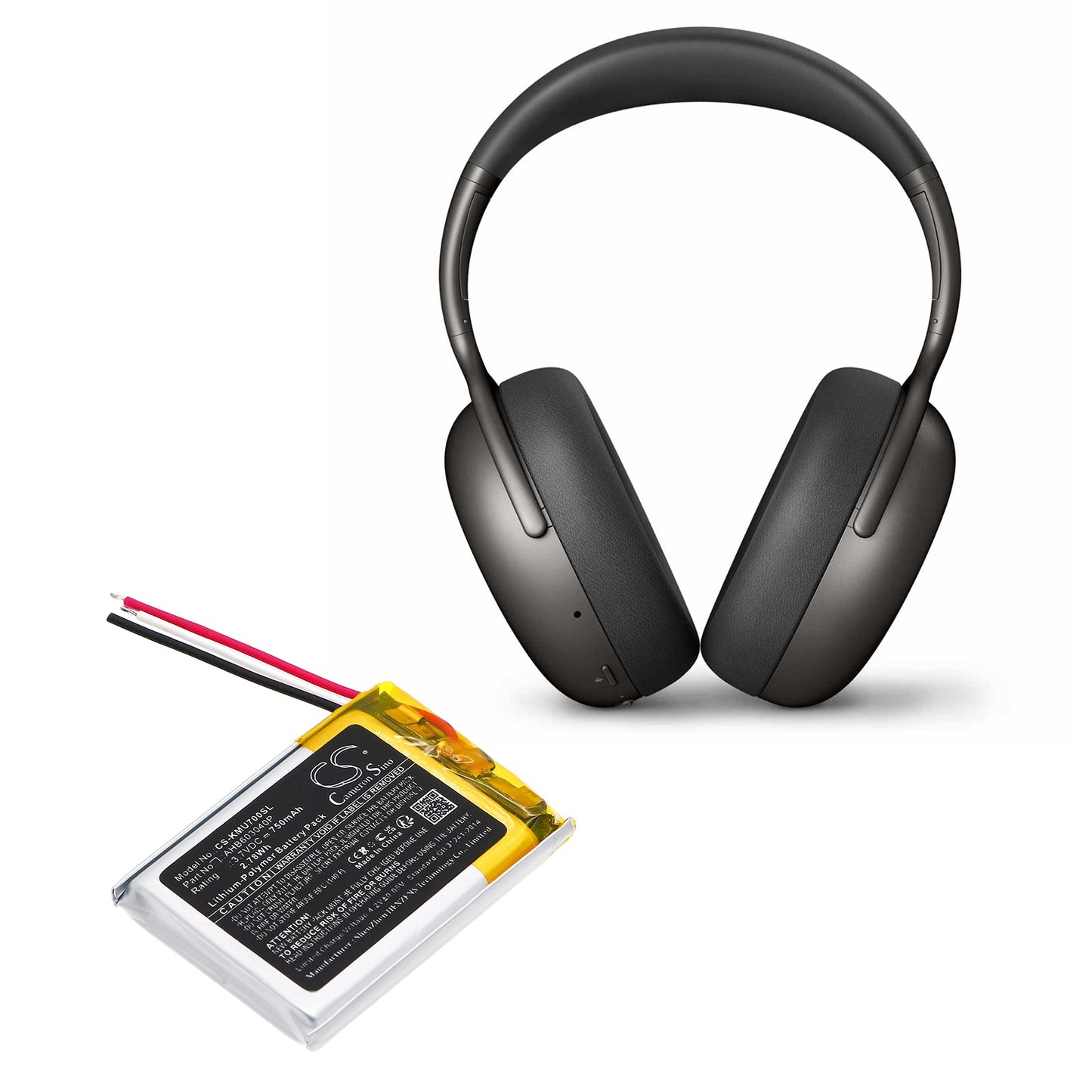Replacement Battery for KEF Mu7 – Wireless Headset – 750mAh / 2.78Wh / 3.7V