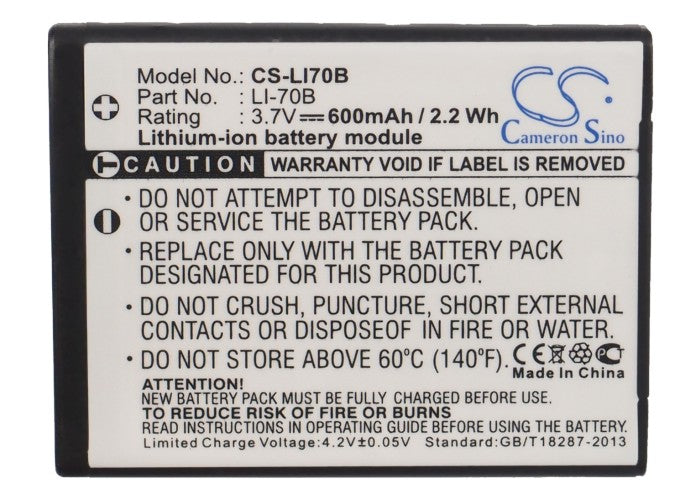 Replacement Battery for Olympus FE-4020 – Camera – 600mAh / 3.7V