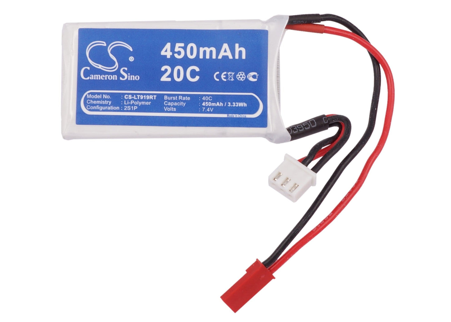 Replacement Battery for RC CS-LT919RT – Cars – 450mAh / 3.33Wh / 7.4V