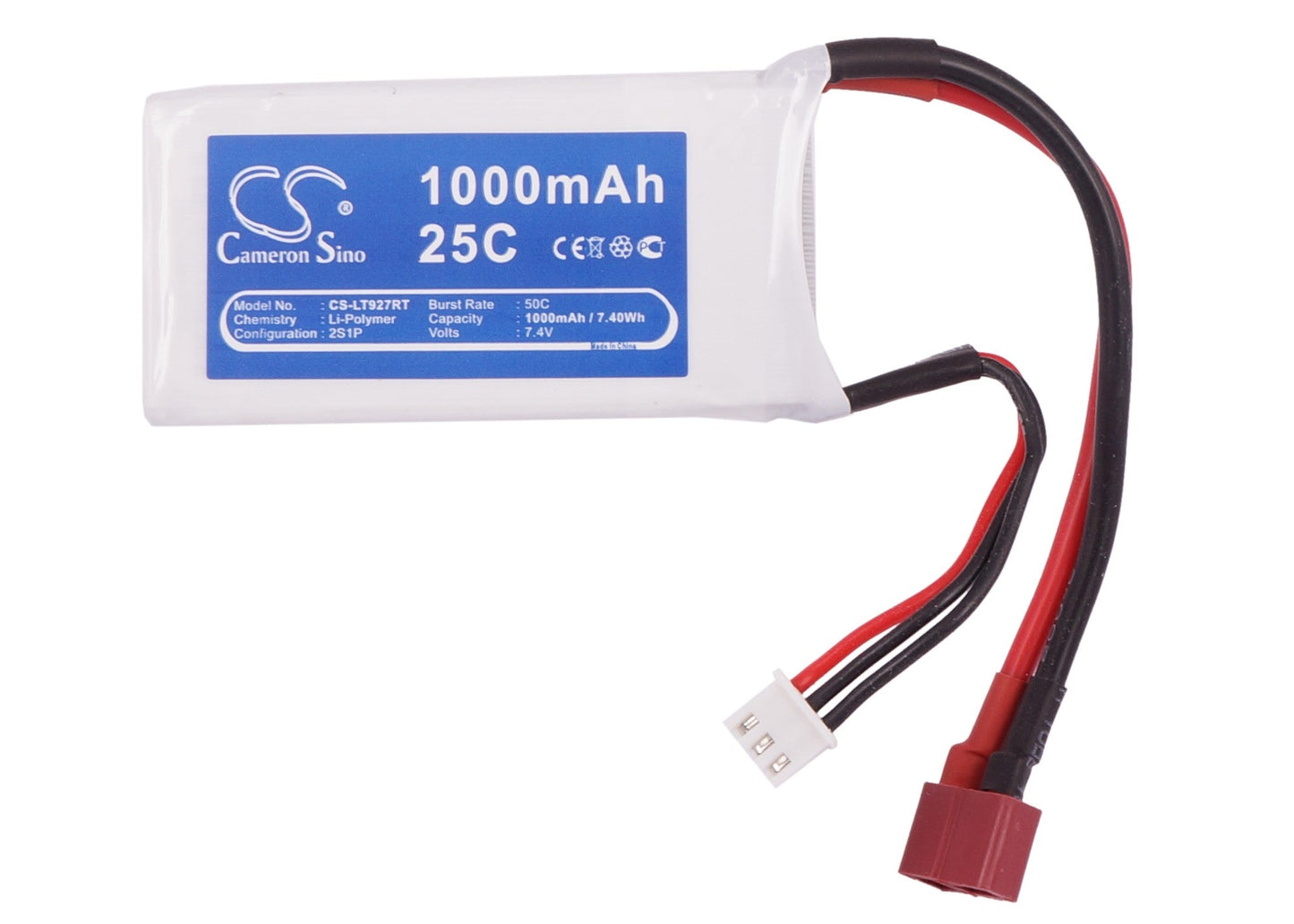 Replacement Battery for RC CS-LT927RT – Cars – 1000mAh / 7.40Wh / 7.4V