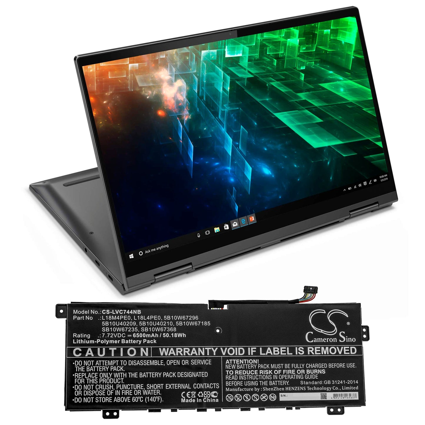 Replacement Battery for Lenovo Yoga C740 14 – Notebook, Laptop – 6500mAh / 50.18Wh / 7.72V