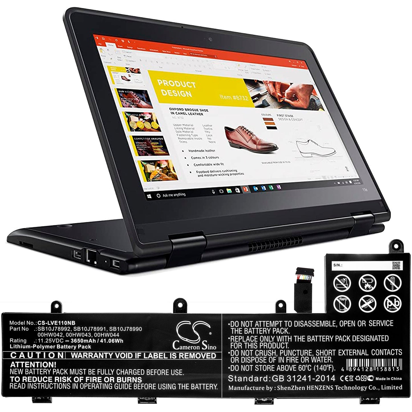 Replacement Battery for Lenovo ThinkPad 11e Chromebook – Notebook, Laptop – 3650mAh / 41.06Wh / 11.25V