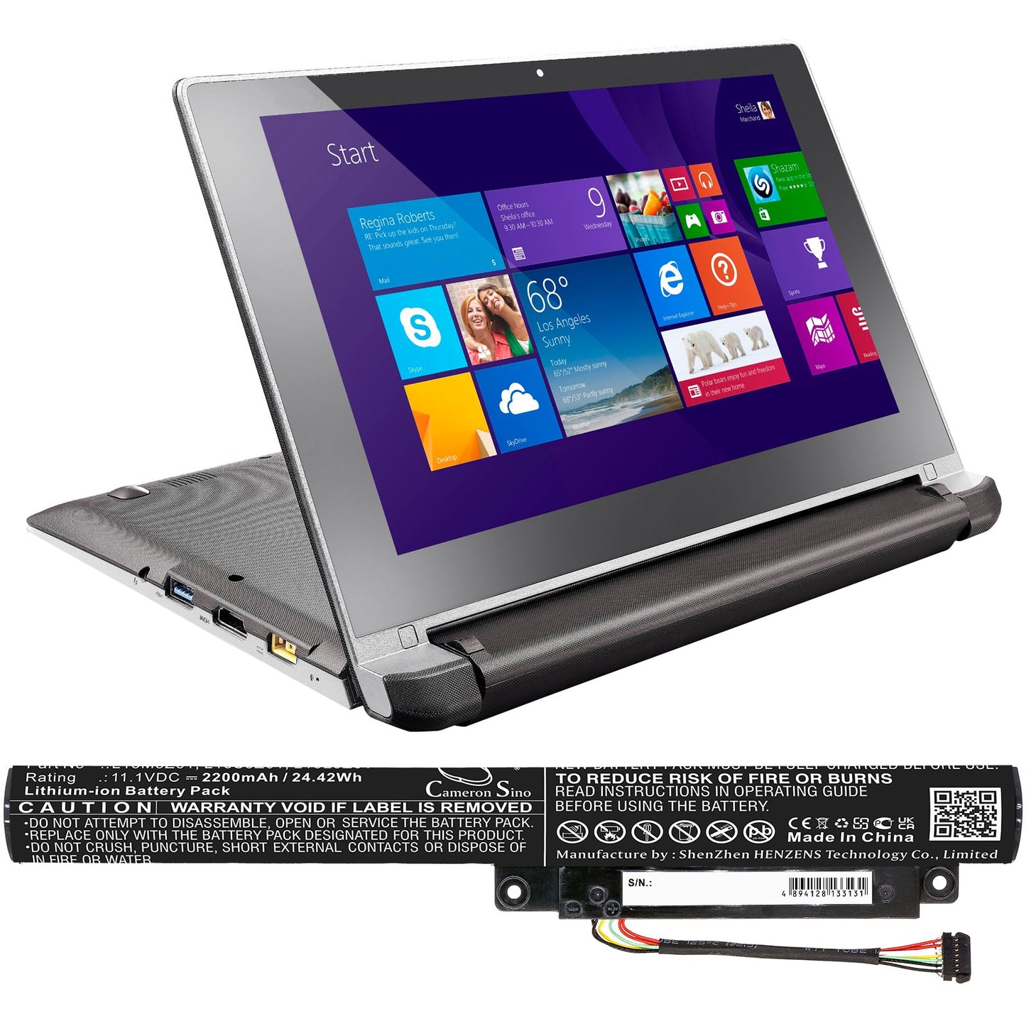 Replacement Battery for Lenovo 59-407061 – Notebook, Laptop – 2200mAh / 24.42Wh / 11.1V